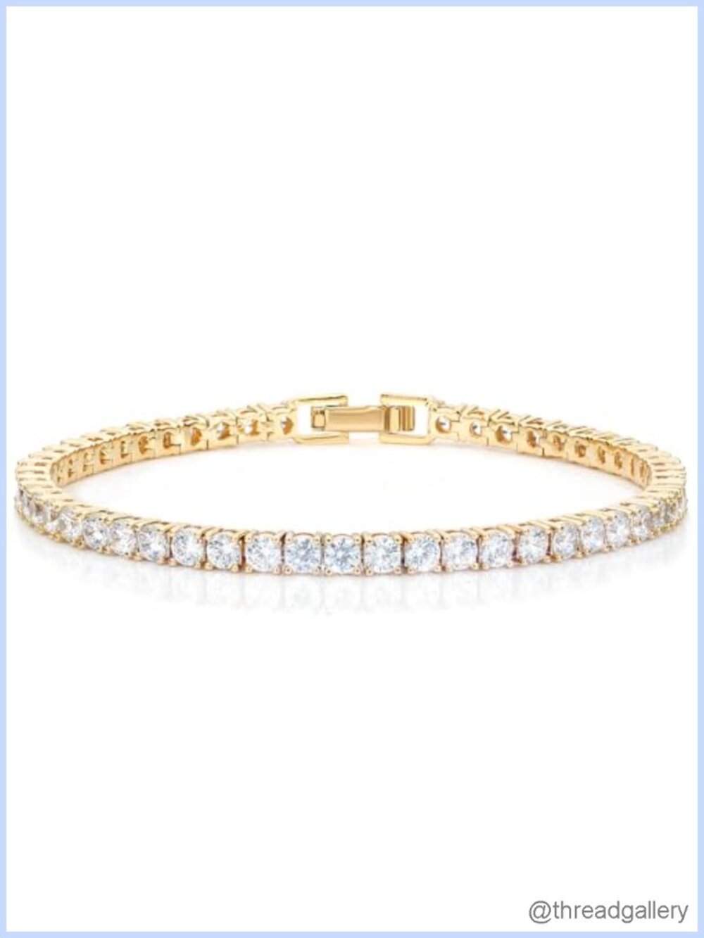 18K Gold Plated CZ Tennis Bracelet Women Men
